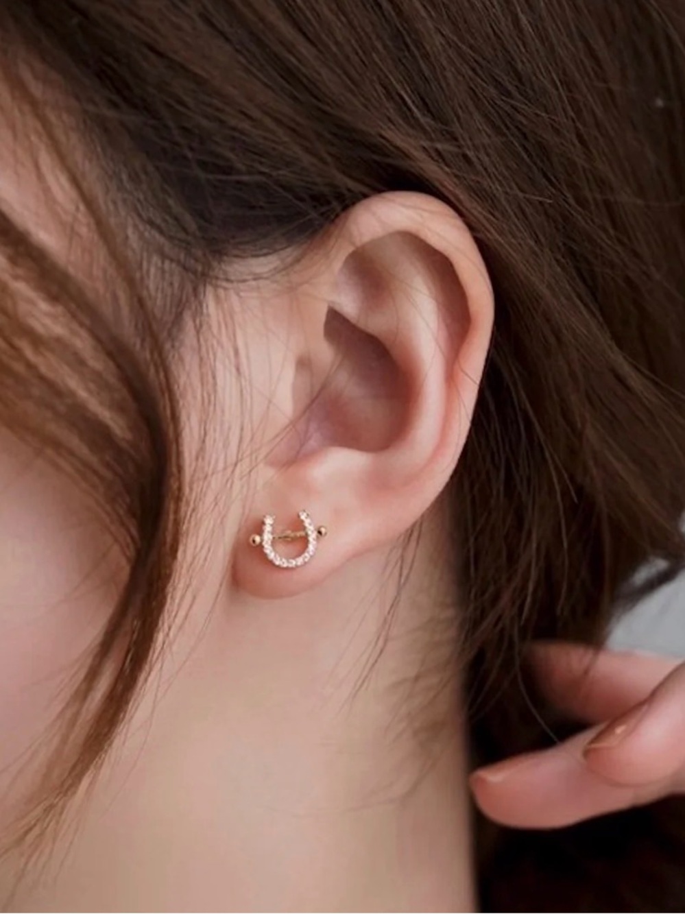 Delicate rose Gold Cubic Zirconia shoe horse Earrings - Women Jewelry